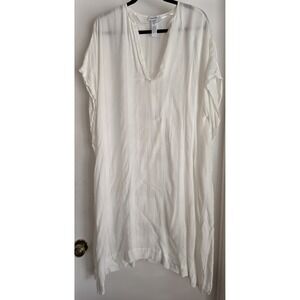 Nordstrom Women's Striped White Short Sleeve Kaftan One Size Lightweight
